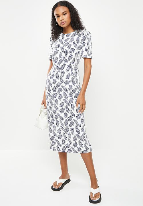 Glamorous - Palm dress - white & navy