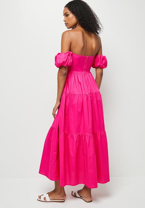 MILLA - Off shoulder tiered dress - pink yarrow