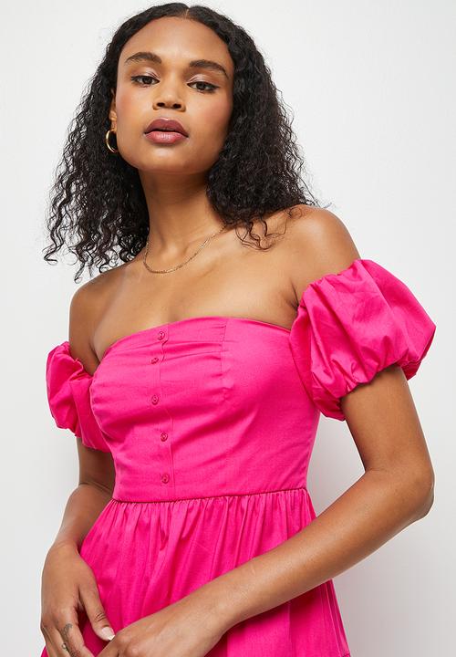 MILLA - Off shoulder tiered dress - pink yarrow