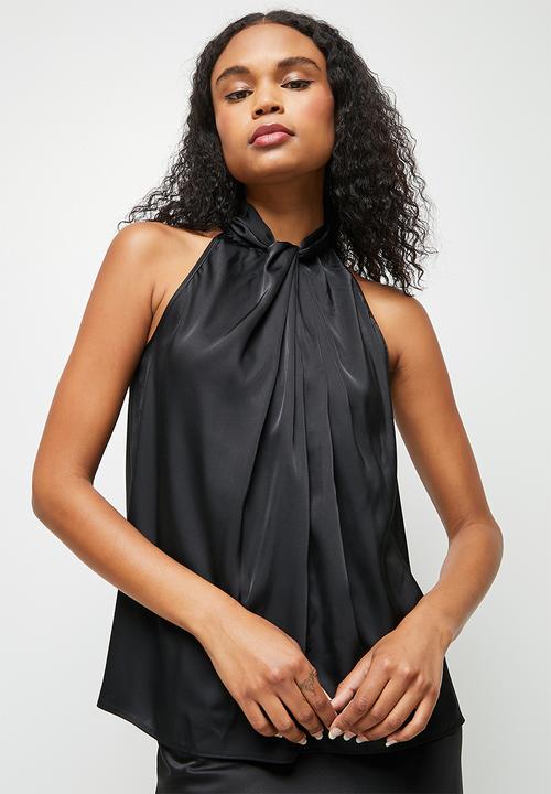 MILLA - Halter twist blouse - black