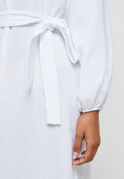 edit - Double cloth midi belted tunic - milk