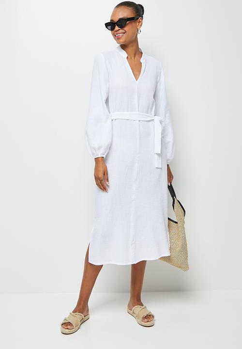 edit - Double cloth midi belted tunic - milk