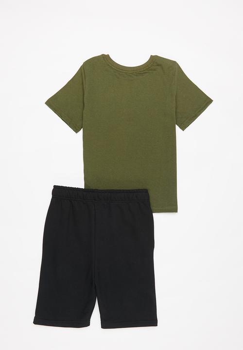 Pop Candy - Boys tee & shorts set - olive khaki
