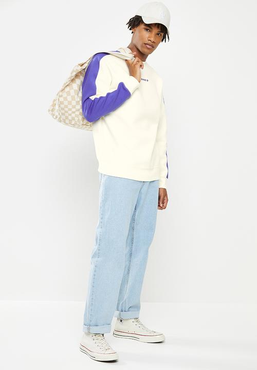 Converse - Raglan sleeve fleece crew - egret/concord