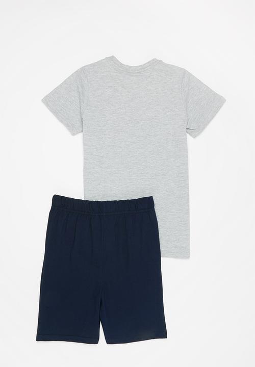 Rebel Republic - Older boys ss tee & shorts pj set - grey