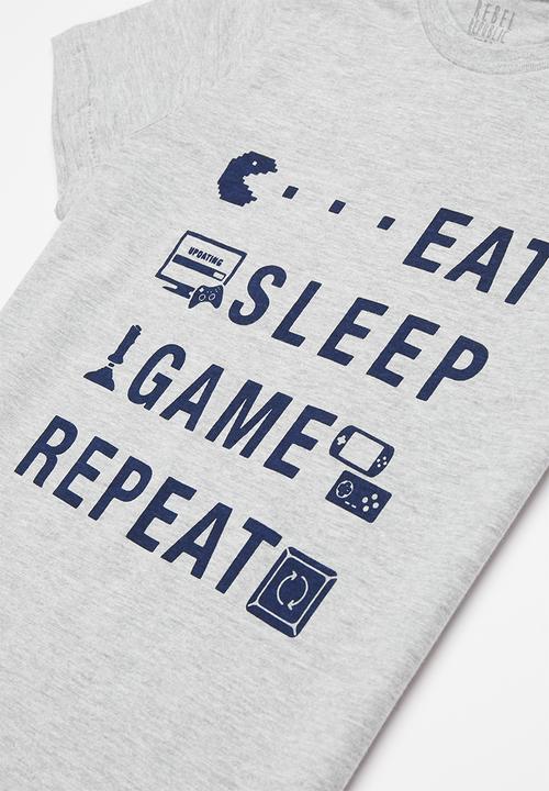 Rebel Republic - Older boys ss tee & shorts pj set - grey