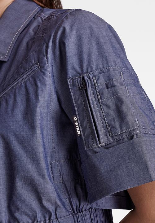 G-STAR - Flightsuit short sleeve holiday dress - servant blue