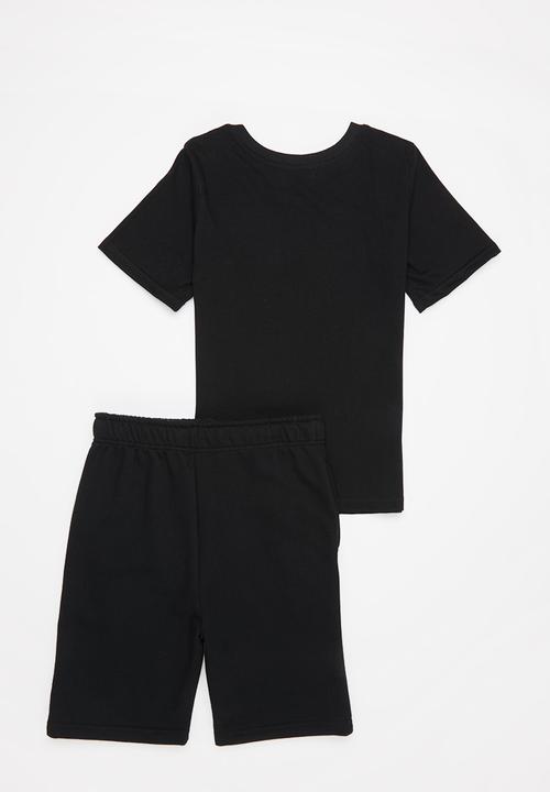 Superbalist Kids - Boys smiley tee & fleece short set - black 