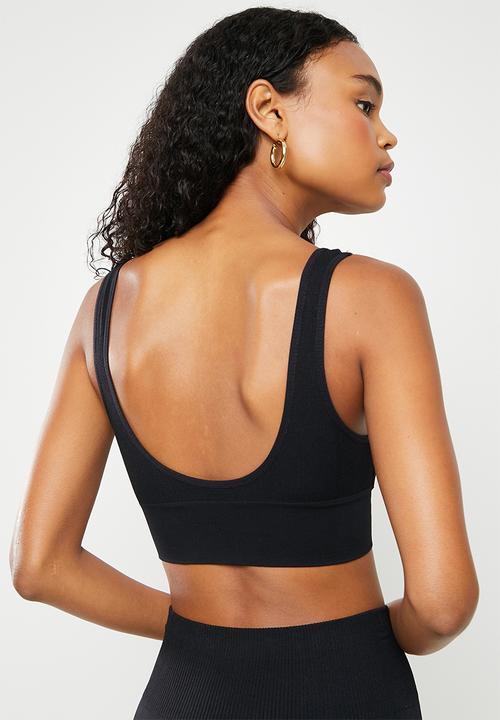 KANGOL - Ribbed longline crop - black