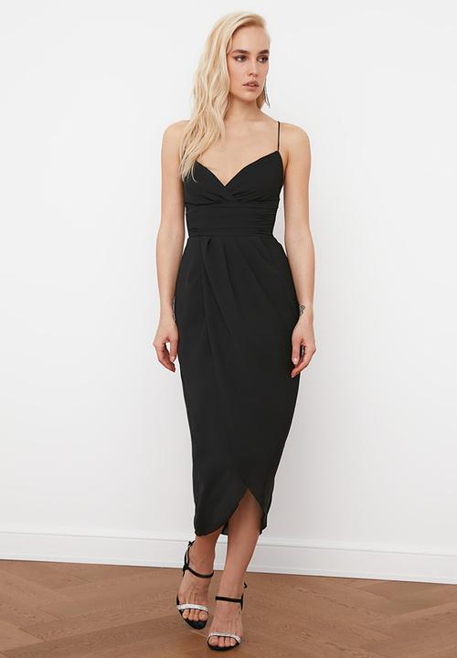 Trendyol - Asym detailed dress - black