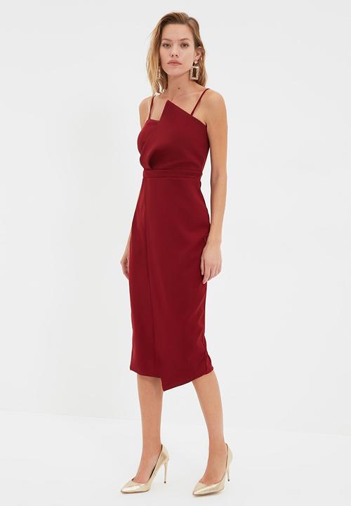 Trendyol - Collar detailed dress - burgundy