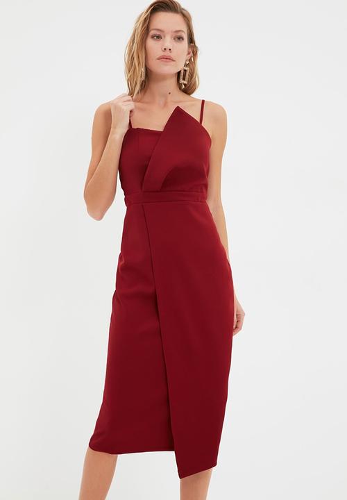 Trendyol - Collar detailed dress - burgundy
