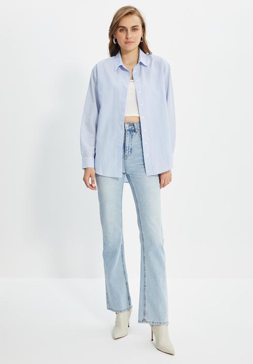 Trendyol - Loose fit shirt - clear blue
