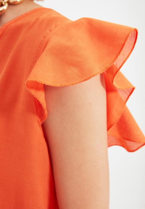 Trendyol - Beach dress with ruffle sleeves - orange