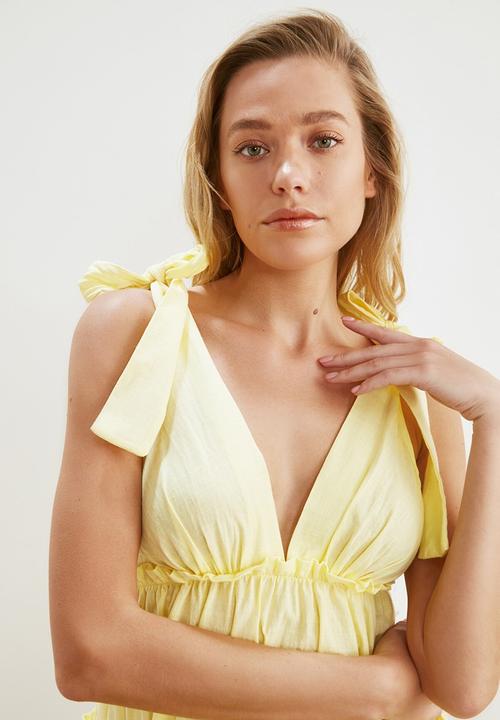 Trendyol - Tie detailed beach dress - yellow