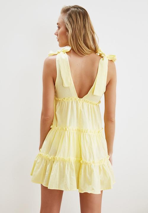 Trendyol - Tie detailed beach dress - yellow