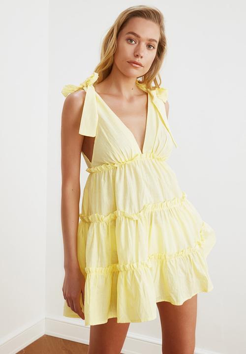 Trendyol - Tie detailed beach dress - yellow