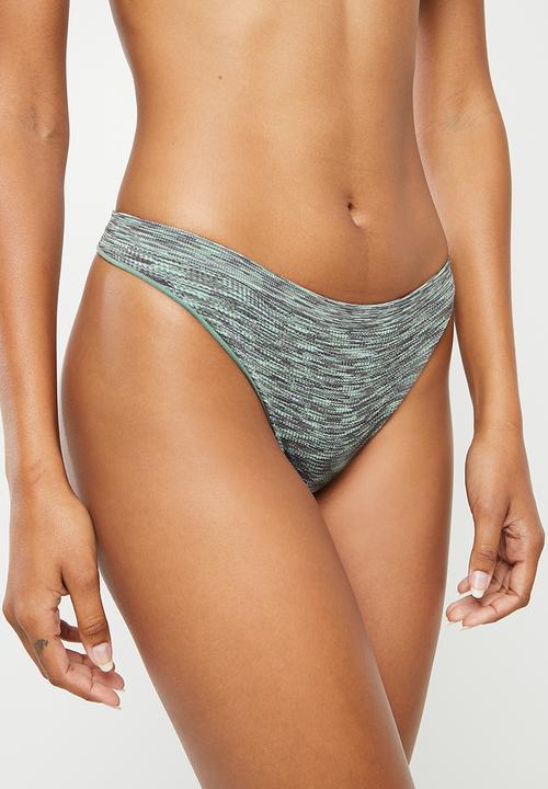 Cotton On - Seamless thong brief - space dye greens