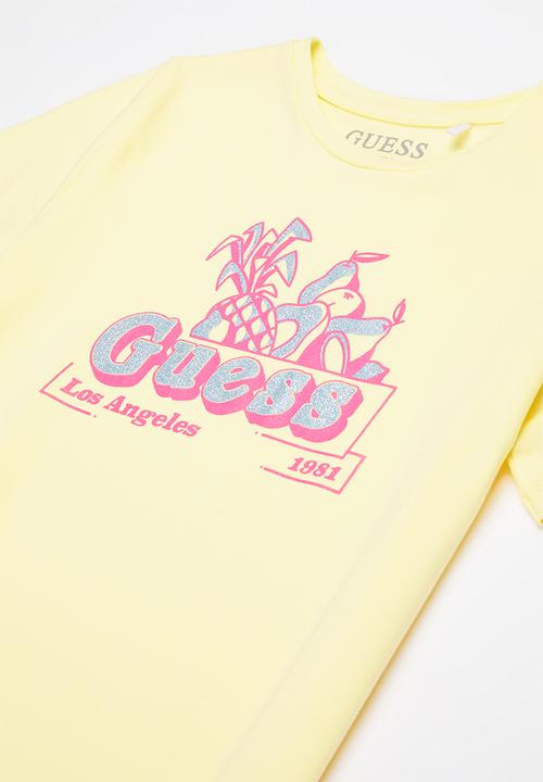 GUESS - Short sleeve tie knot tee - yellow