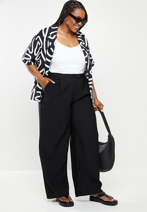 Me&B - Plus tailored wide leg pant - black