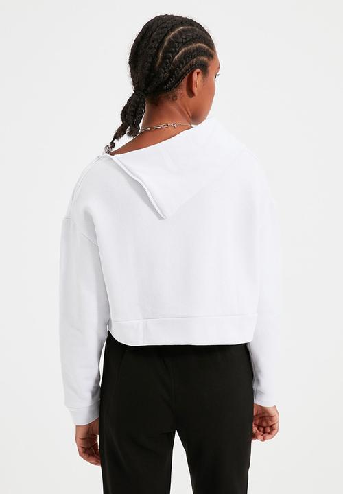Trendyol - Zippered stand up collar crop top - white
