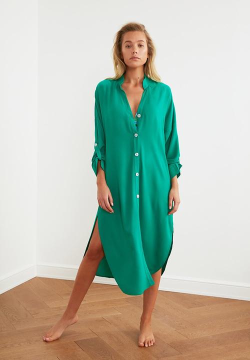 Trendyol - Beach shirt dress - green