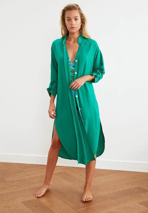 Trendyol - Beach shirt dress - green