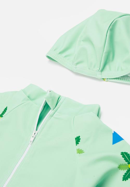 Pop Candy - Boys dino swimsuit & cap set - mint