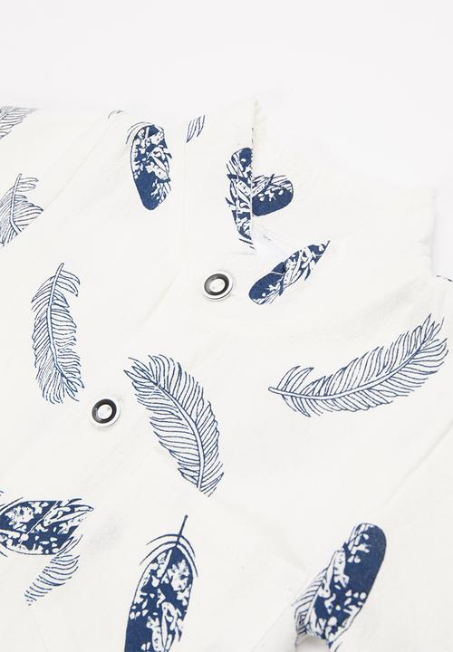 Pop Candy - Baby boys printed ss shirt & shorts set - white & grey