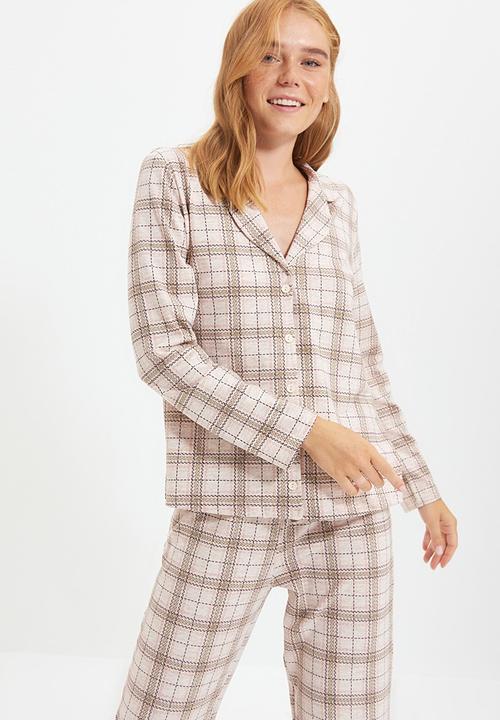 Trendyol - Checked pyjama set - beige