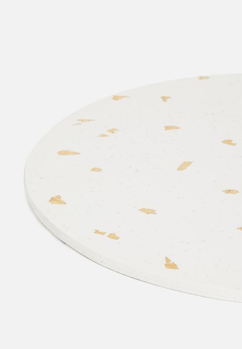 Terrazzo Home - Large round tray - white & gold