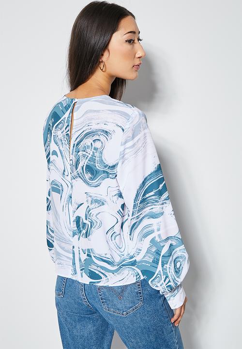 Superbalist - Printed crew neck shell - blue marble