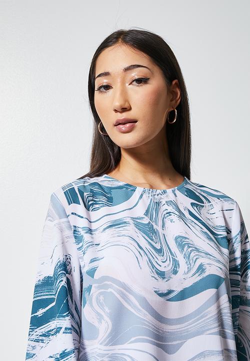 Superbalist - Printed crew neck shell - blue marble