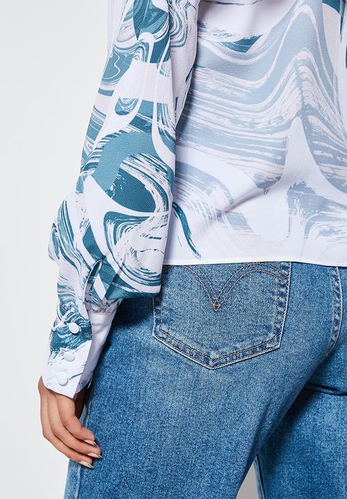 Superbalist - Printed crew neck shell - blue marble