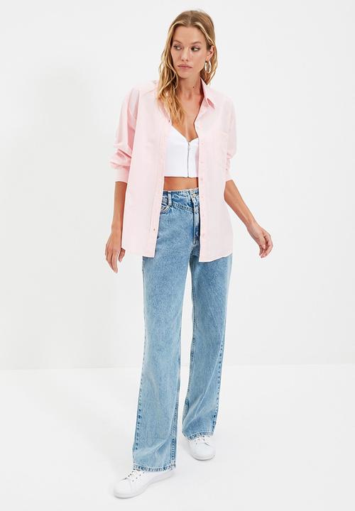 Trendyol - Boyfriend shirt - pink