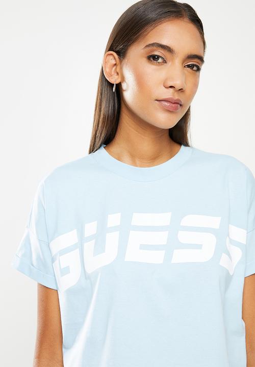 GUESS - Short sleeve crew neck adela tee - skyline light blue
