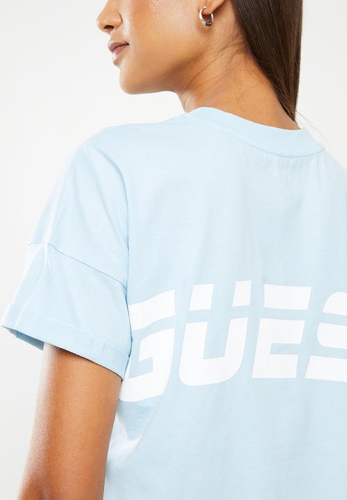 GUESS - Short sleeve crew neck adela tee - skyline light blue