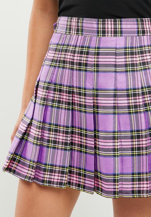 dailyfriday - Pleated mini skirt - lilac check
