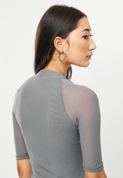 dailyfriday - Square neck fitted top - grey