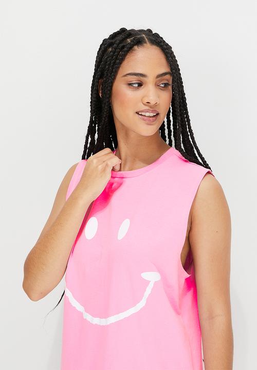 Blake - Oversized sleep tank with print - bubblegum pink