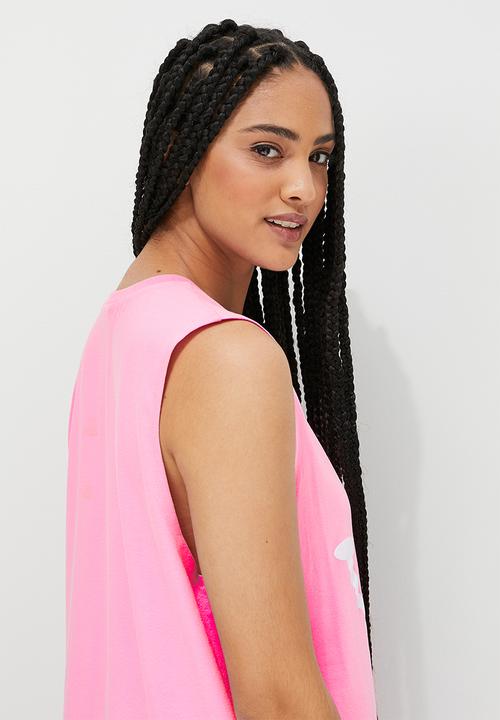 Blake - Oversized sleep tank with print - bubblegum pink