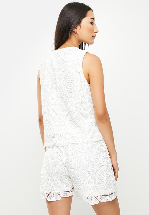 Me&B - Lace shell top - milk