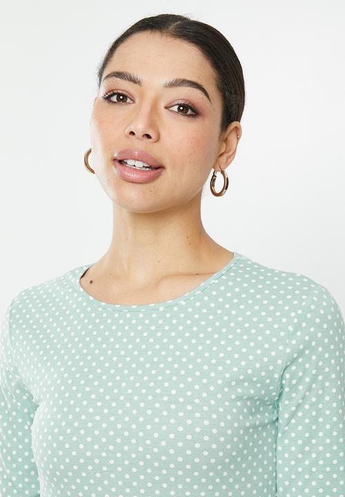 Glamorous - Happy dress - dusty green/ & white spot