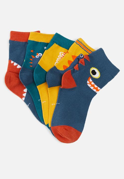 Pop Candy - Boys 5 pack dino socks - multi