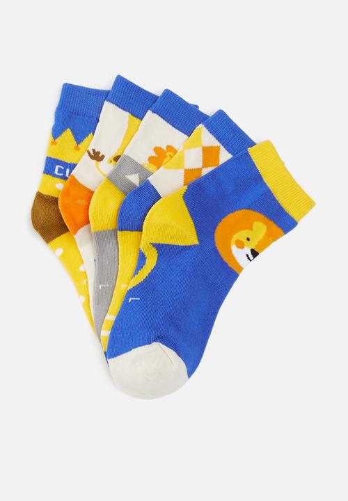Pop Candy - Boys 5 pack tiger socks - multi