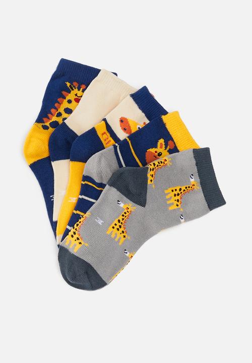 Pop Candy - Boys 5 pack giraffe socks - multi
