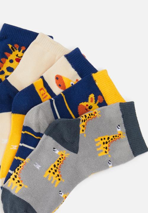 Pop Candy - Boys 5 pack giraffe socks - multi