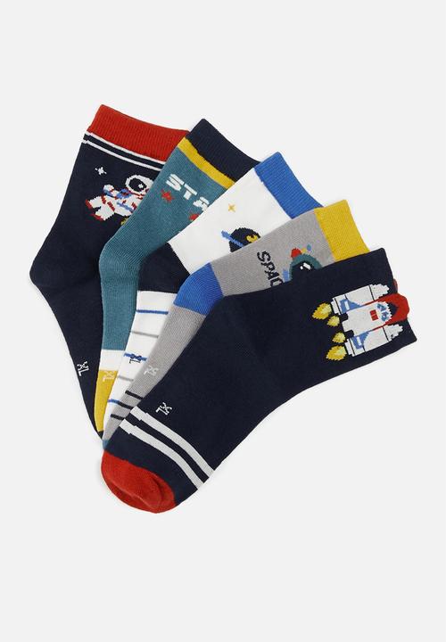 Rebel Republic - Boys 5 pack space socks - multi