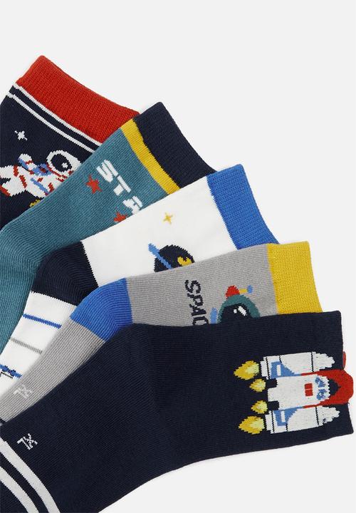 Rebel Republic - Boys 5 pack space socks - multi