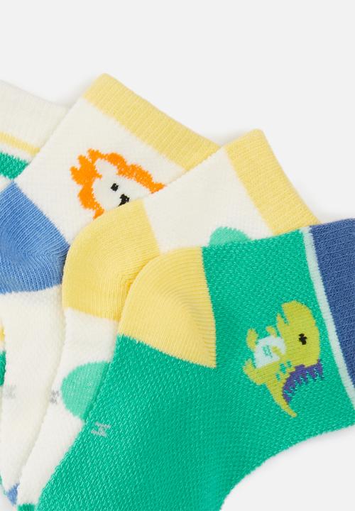 Pop Candy - Boys 4 pack socks - green & white